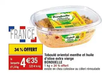 Cora x Carrefour Taboulé oriental menthe et huile d'olive extra vierge BONDUELLE offre