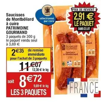 Saucisses de Montbéliard à cuire PATRIMOINE GOURMAND