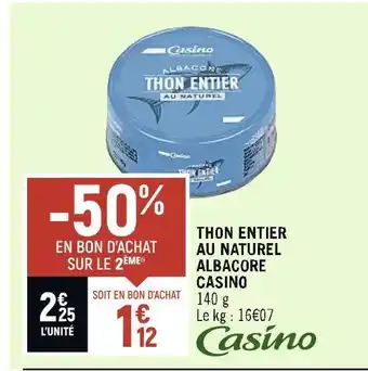 Spar Casino thon entier au naturel albacore offre