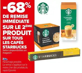 Carrefour Market Starbucks -68% de remise immédiate sur le 2ème produit sur tous les cafés starbucks offre