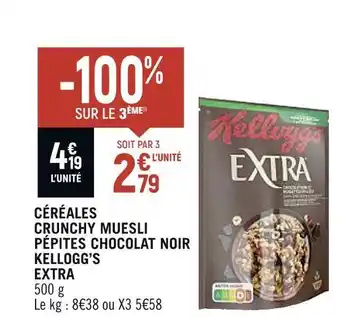 Spar Kellogg’s céréales crunchy muesli pépites chocolat noir extra offre