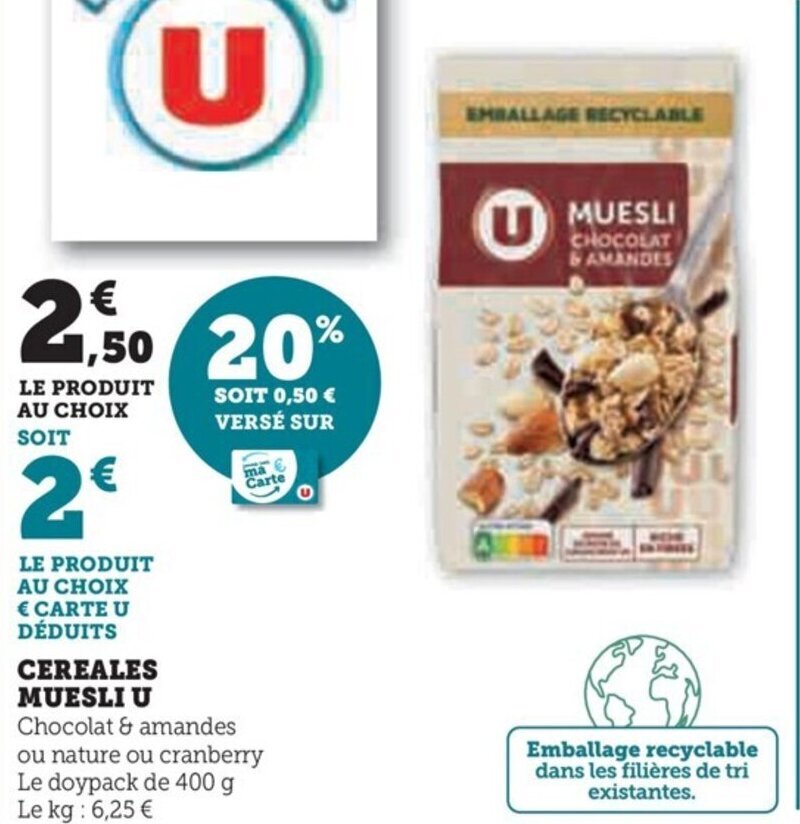 Promo CEREALES MUESLI U chez Super U