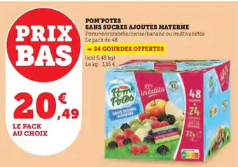 Super U POM'POTES SANS SUCRES AJOUTES MATERNE offre