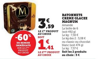 Super U BATONNETS CREME GLACEE MAGNUM offre