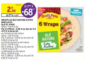 Intermarché WRAPS AU BLÉ NATURE EXTRA MOELLEUX offre