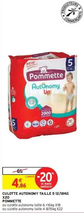 Intermarché CULOTTE AUTONOMY TAILLE 5 12/18KG X20 POMMETTE offre