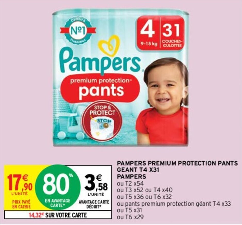 Promo PAMPERS PREMIUM PROTECTION PANTS chez Intermarché