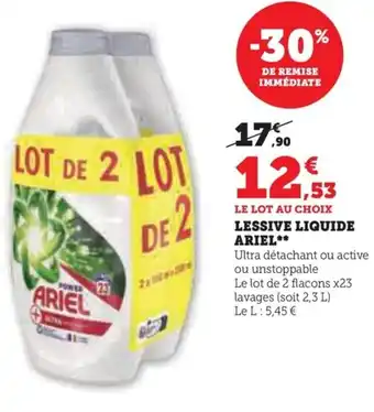 Super U LESSIVE LIQUIDE ARIEL** offre