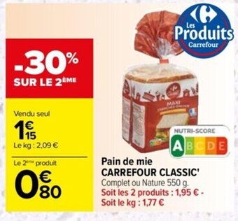Carrefour Pain de mie CARREFOUR CLASSIC' offre