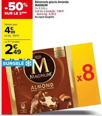 Carrefour Bâtonnets glacés Amande MAGNUM offre