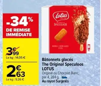 Carrefour Bâtonnets glacés The Original Speculoos LOTUS offre