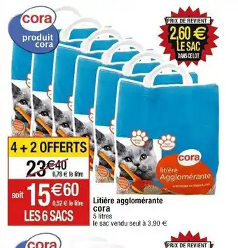 Cora x Carrefour Litière agglomérante cora 5 litres offre
