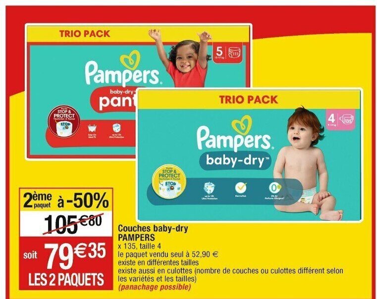 Promo Couches babydry PAMPERS chez Cora
