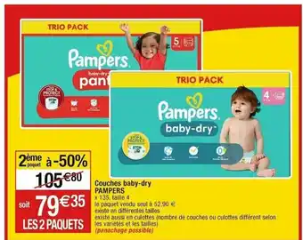 Cora x Carrefour Couches baby-dry PAMPERS offre