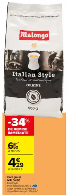 Carrefour Café grains Malongo offre