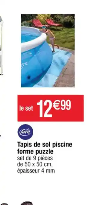 Cora x Carrefour Tapis de sol piscine forme puzzle set de 9 pièces de 50 x 50 cm, épaisseur 4 mm offre