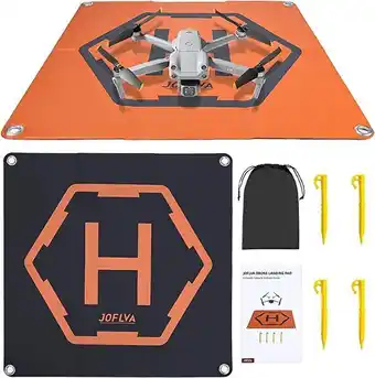 Joflva piste atterrissage drone 50cm, tapis d'atterrissage pliable étanche universel, drone landing pad, accessoires de dr...