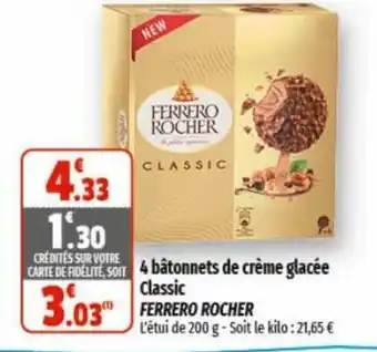 Coccinelle Express L'étui de 200 g - Soit le kilo: 21,65 € CARTE DE FIDÉLITE, SOIT 4 bâtonnets de crème glacée offre