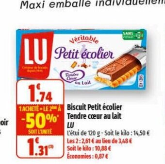 Coccinelle Express Biscuit Petit Ecolier Tendre Coeur au Lait Lu offre