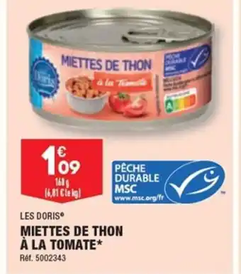 ALDI LES DORIS MIETTES DE THON À LA TOMATE* offre