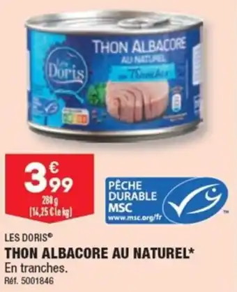 ALDI LES DORIS THON ALBACORE AU NATUREL offre