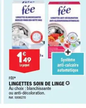 ALDI FEE LINGETTES SOIN DE LINGE offre