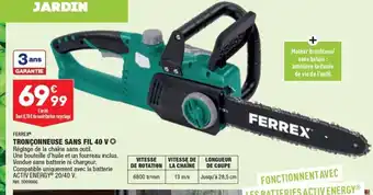 ALDI FERREX TRONÇONNEUSE SANS FIL 40 V offre
