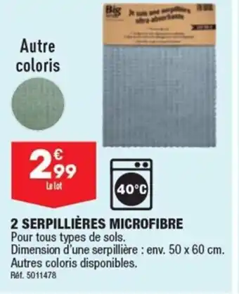 ALDI 2 SERPILLIÈRES MICROFIBRE offre