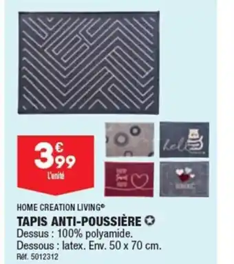 ALDI HOME CREATION LIVINGⓇ TAPIS ANTI-POUSSIÈRE offre