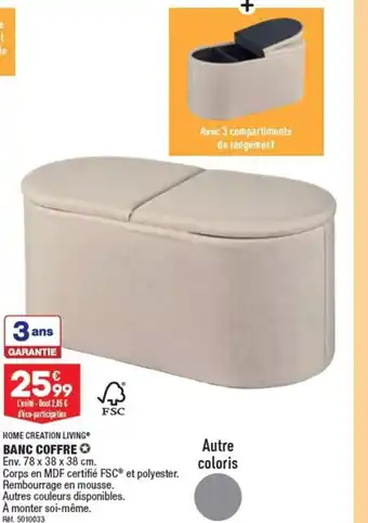 ALDI HOME CREATION LIVING BANC COFFRE offre
