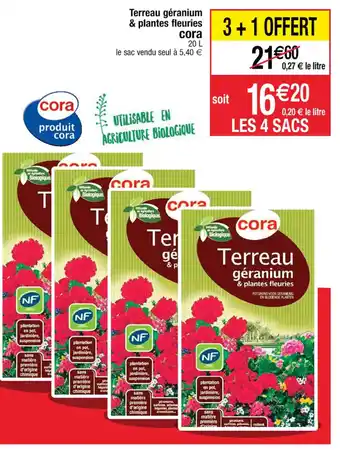 Cora x Carrefour Terreau géranium & plantes fleuries cora offre