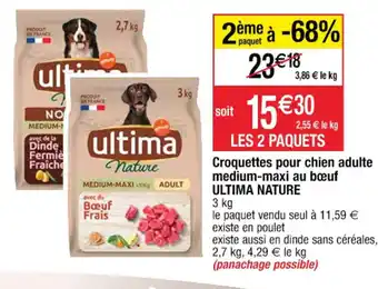 Cora x Carrefour Croquettes pour chien adulte medium-maxi au bœuf ULTIMA NATURE offre