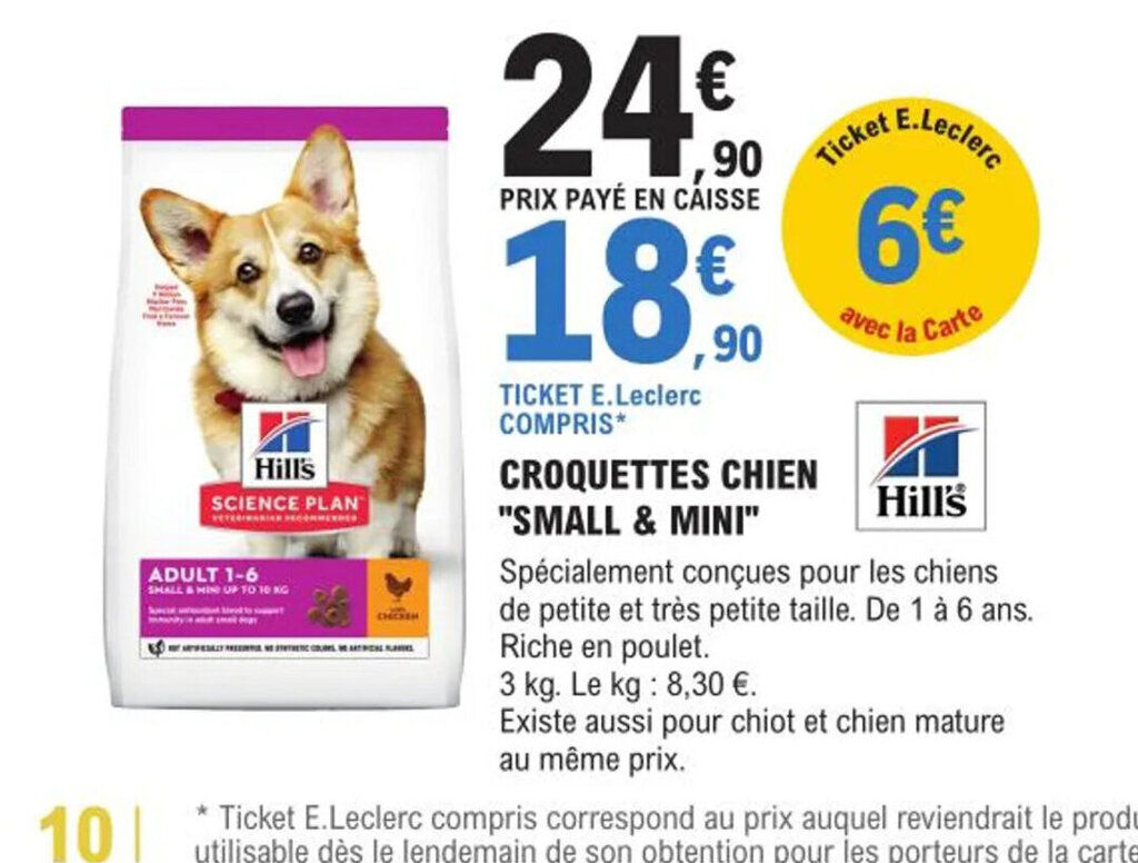 Promo CROQUETTES CHIEN "SMALL & MINI" chez E.Leclerc Nos Animeux