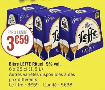 Casino Supermarchés Bière leffe rituel 9% vol. offre