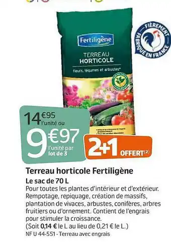 Jardiland Terreau Horticole Fertiligène offre