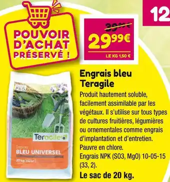 Point Vert Teragile engrais bleu offre
