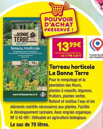 Point Vert La bonne terre terreau horticole offre