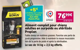 Point Vert Proplan aliment complet pour chiens adultes en surpoids ou stérilisés offre