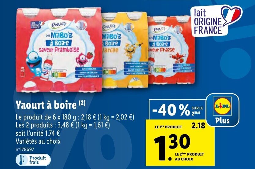 Promo Yaourt à boire (2) chez Lidl