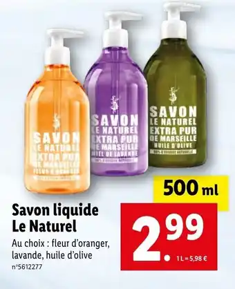 Lidl Savon liquide Le Naturel offre
