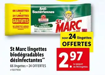 Lidl St Marc lingettes biodégradables désinfectantes** offre