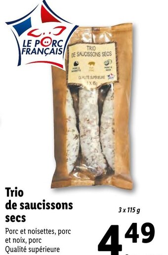 Lidl TRIO de saucissons secs offre