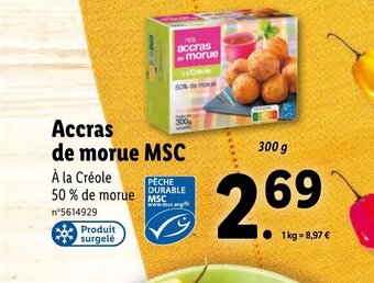 Lidl Accras de morue MSC offre