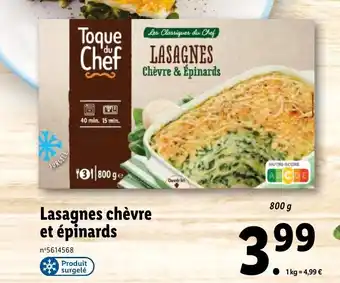Lidl Lasagnes chèvre et épinards offre