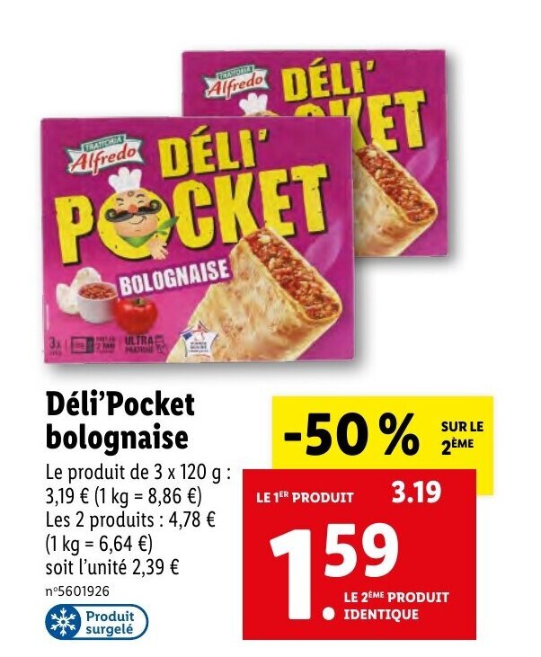 Promo TRATTORIA Alfredo Déli'Pocket bolognaise chez Lidl