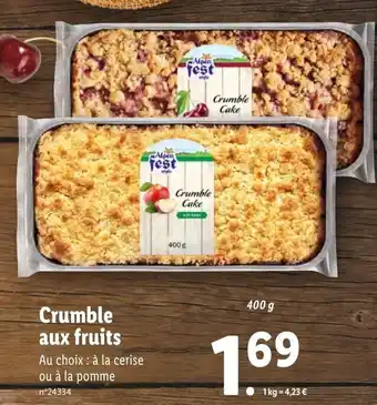 Lidl Crumble aux fruits offre