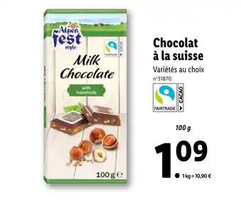 Lidl Chocolat à la suisse offre