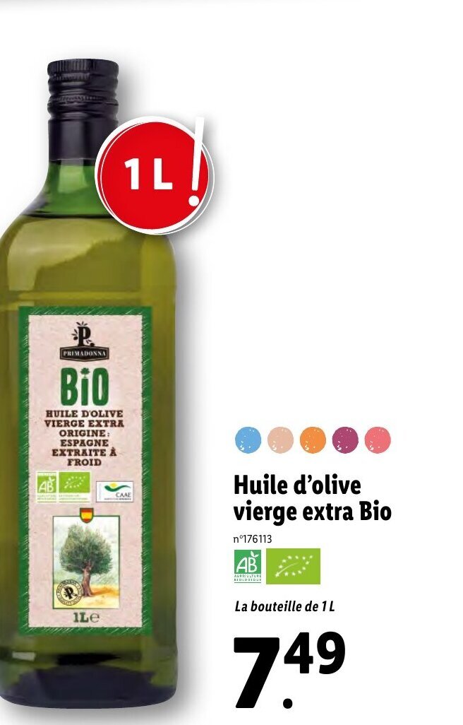 Promo Huile d'olive vierge extra Bio chez Lidl