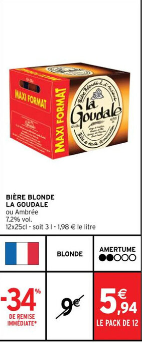 Intermarché BIÈRE BLONDE LA GOUDALE offre