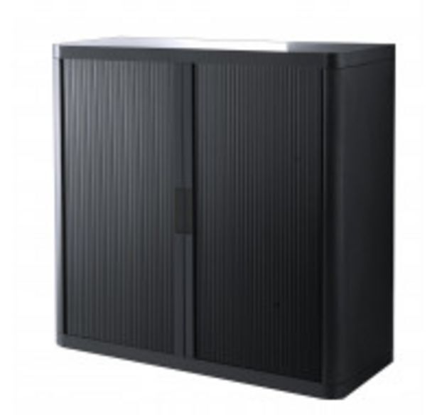 Promo Armoire basse à rideaux easy office paperflow 1m noir chez